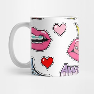 Awesome girl trendy stickers collection set Mug